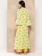 Ahalyaa Floral Printed Bell Sleeves Gotta Patti Georgette Kurta | Grocsy