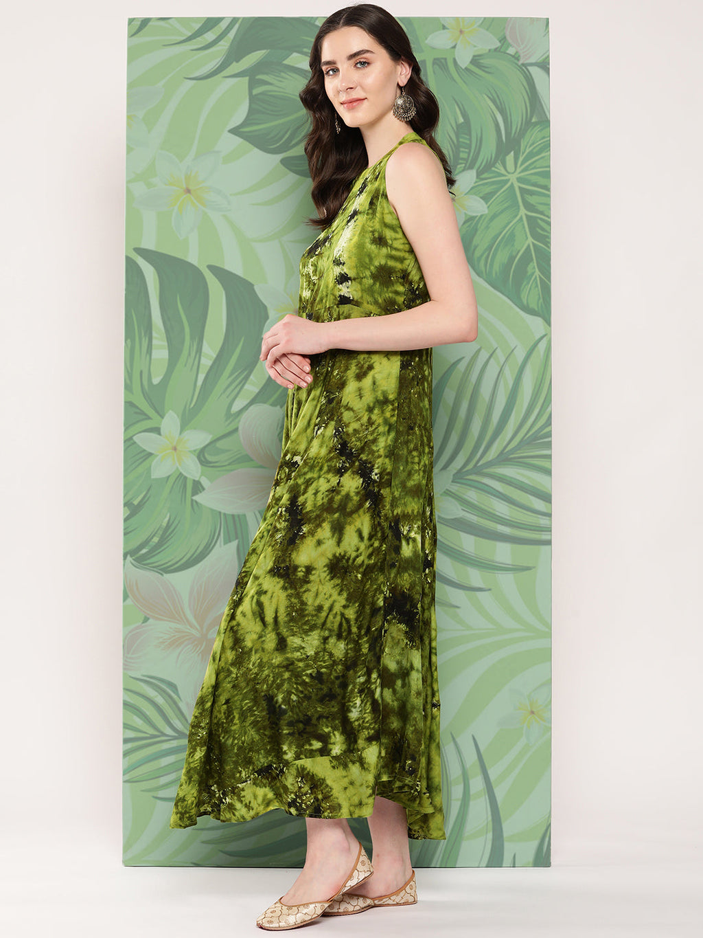 InWeave Women's Green Tie And Die Dress | Grocsy