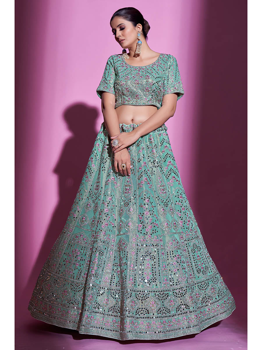 Myra Blue Gota Silk Embroidered Designer Lehenga Choli | Grocsy