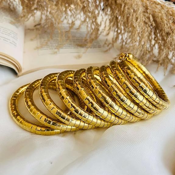 Tehzeeb Creations Women's Golden Viral Spiral Bangle For Girl And Women | Grocsy