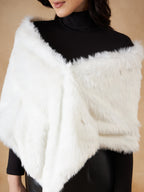 InWeave Women's Pure White Faux Fur Cape | Grocsy