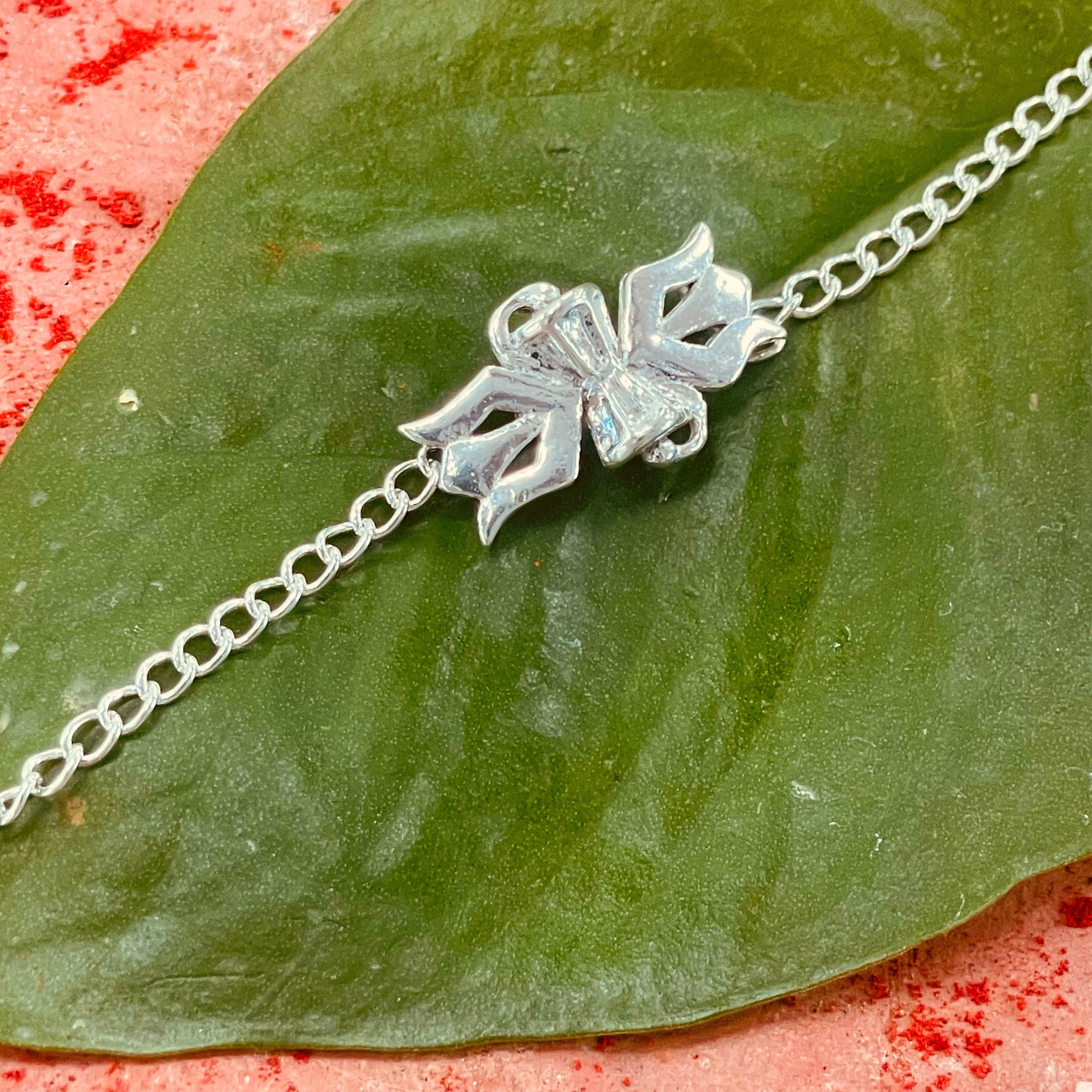 trueBrowns 925 Sterling Silver Lord Shiva Trishul Silver Chain Rakhi | Grocsy