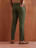 trueBrowns Men's Olive Green Cotton Twill Pants | Grocsy
