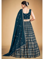 Myra Teal Blue Georgette Real Georgette Lehenga Choli | Grocsy
