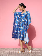 InWeave Women's Ink Blue Indian Bull Print Kaftan | Grocsy