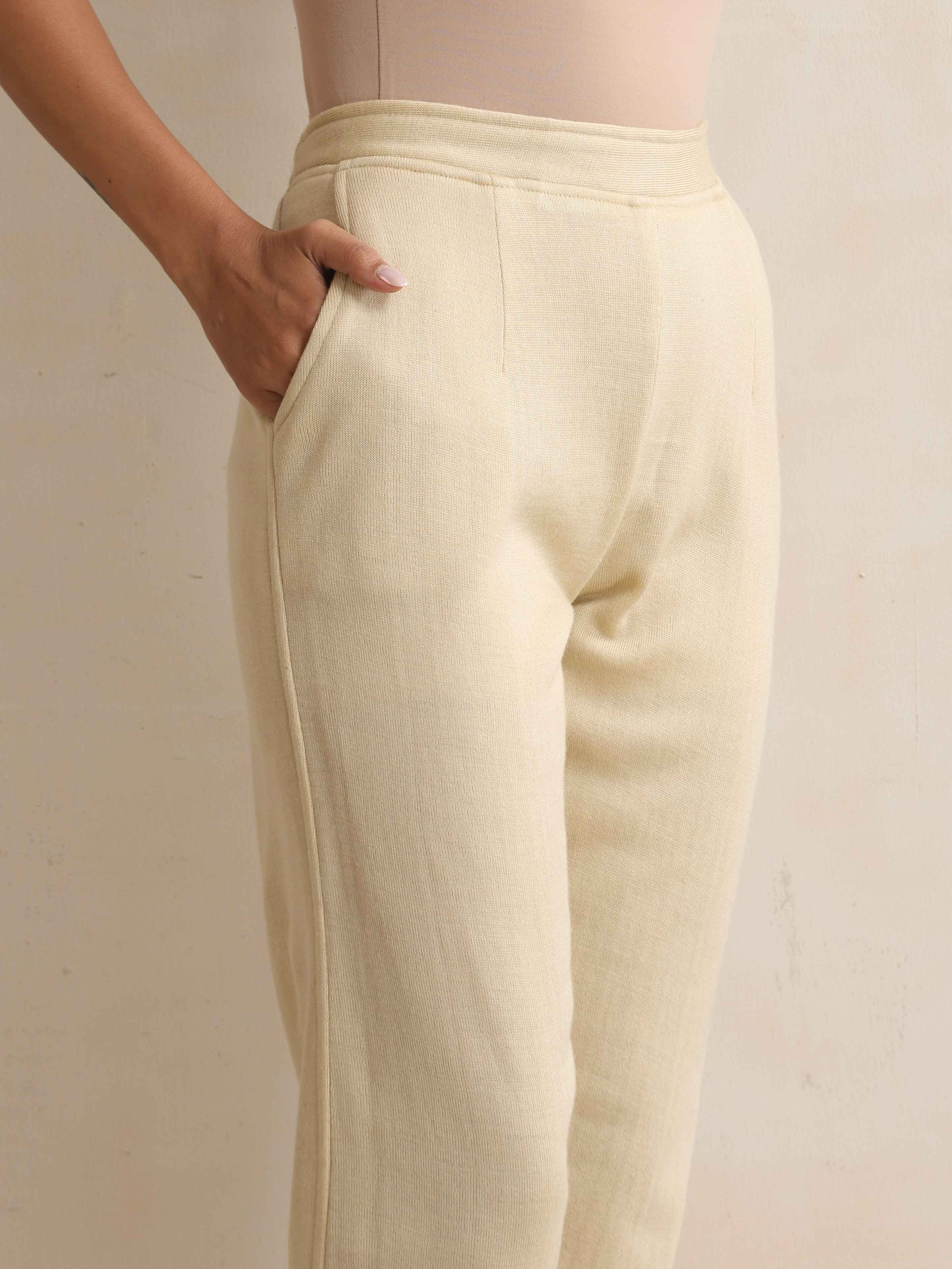 trueBrowns Beige Woollen Pants | Grocsy