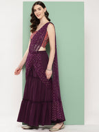 Ahalyaa Printed Ethnic Co-Ords with Draped Dupatta | Grocsy