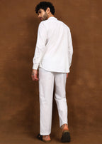 Fabmade Ivory Ease Linen Short Kurta Co-Ord Set | Grocsy