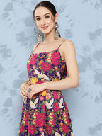 InWeave Women's Navy Bird Japanese Art Strappy Set | Grocsy
