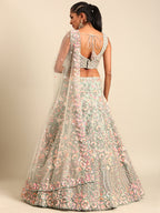 House of Panchhi Sea green Net Multi Sequins with heavy Zarkan embroidery Lehenga choli & Dupatta | Grocsy