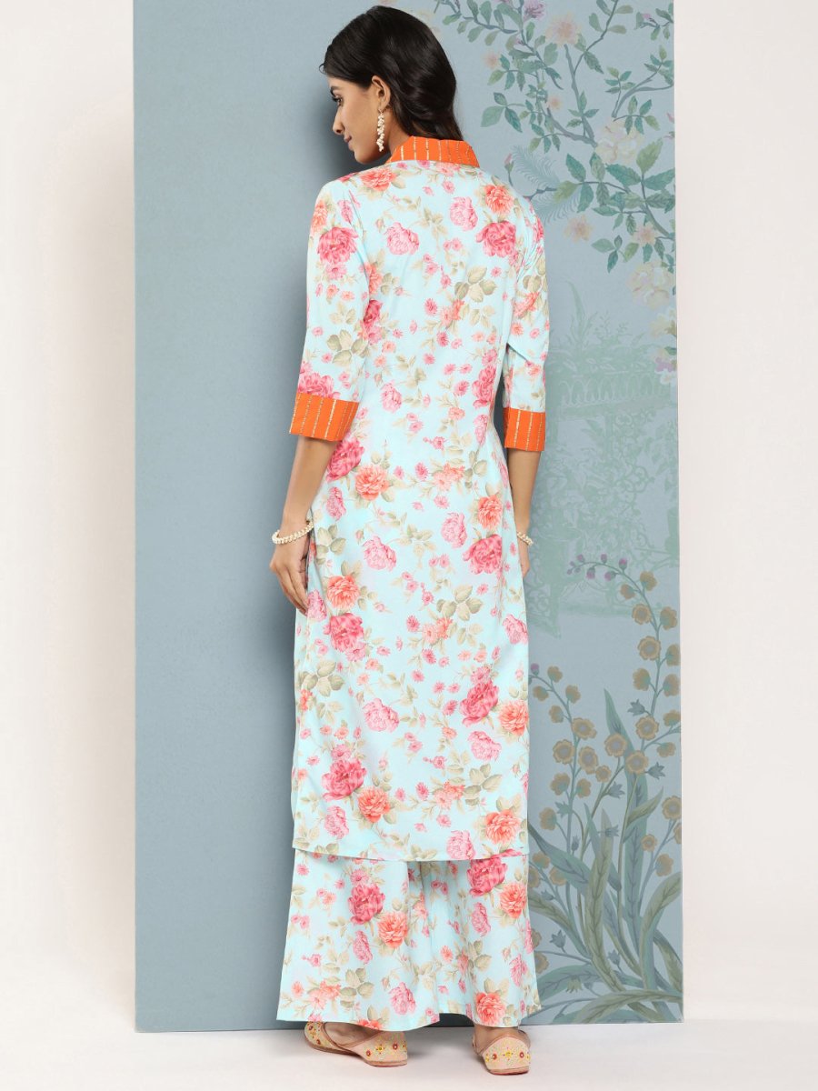 Ahalyaa Floral Printed Kurta With Palazzos | Grocsy