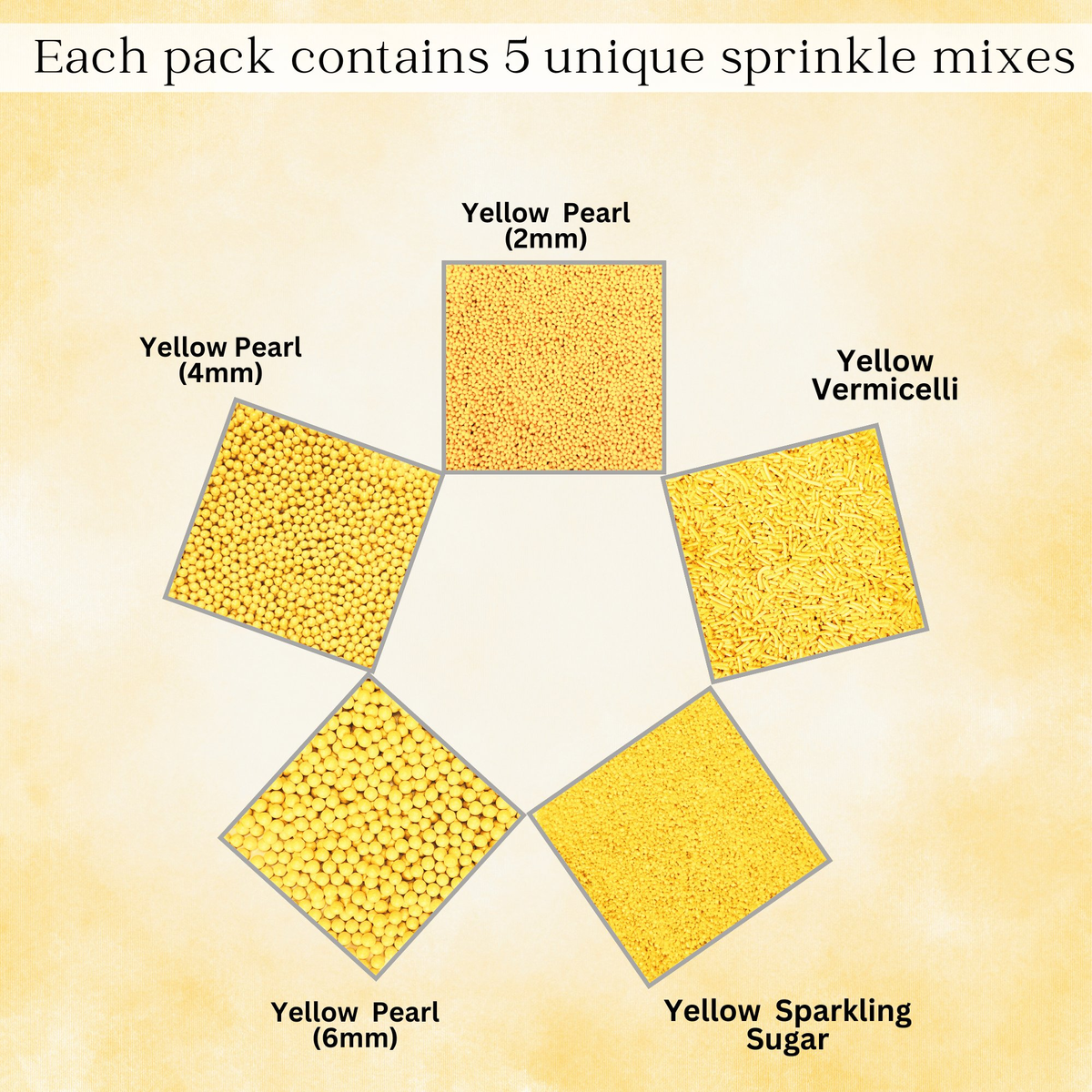 Confect Sprinkles for Cakes & Cupcakes Decoration | USP-25(Yellow) | Grocsy