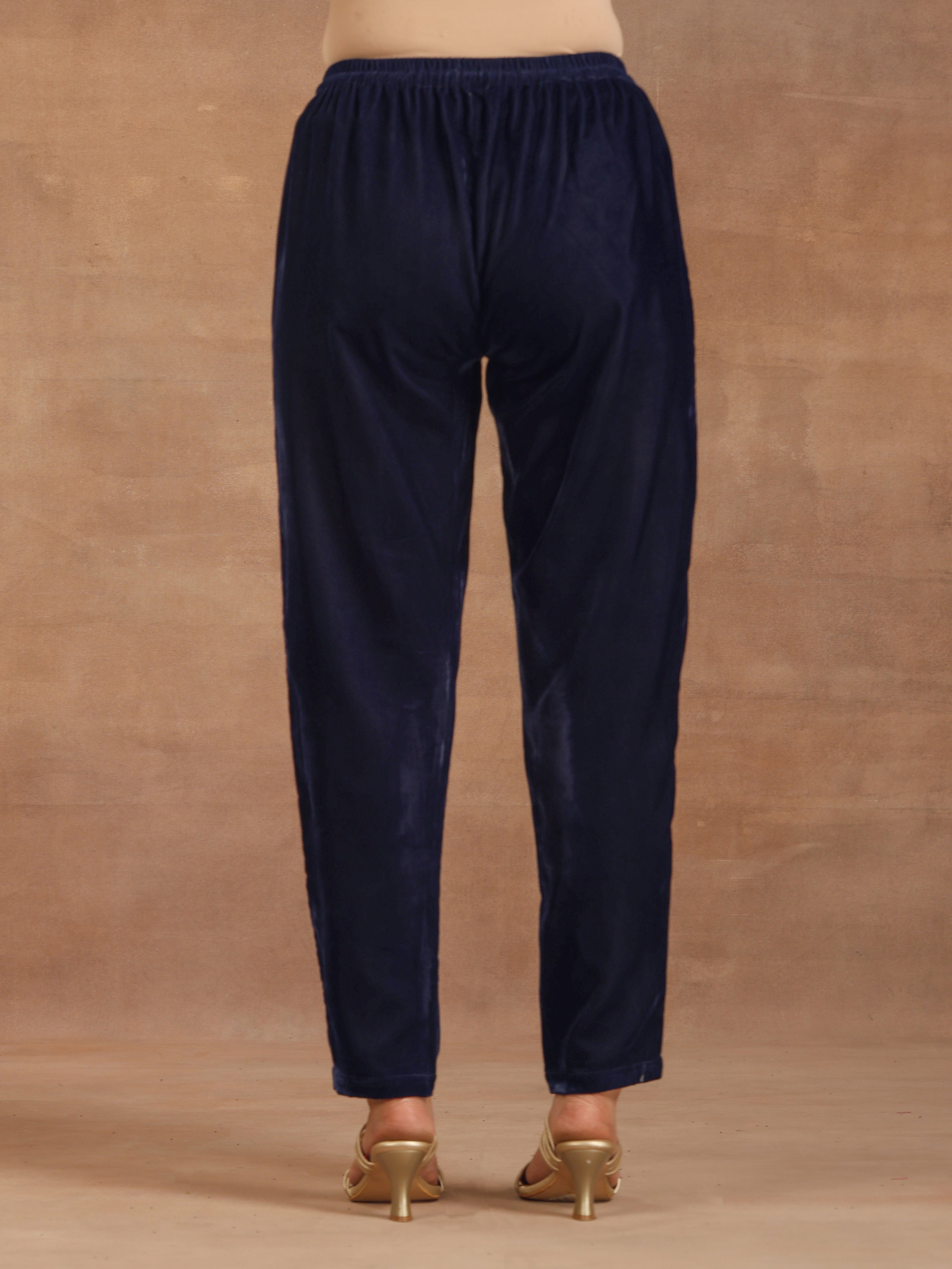 trueBrowns Midnight Blue Velvet Pant | Grocsy