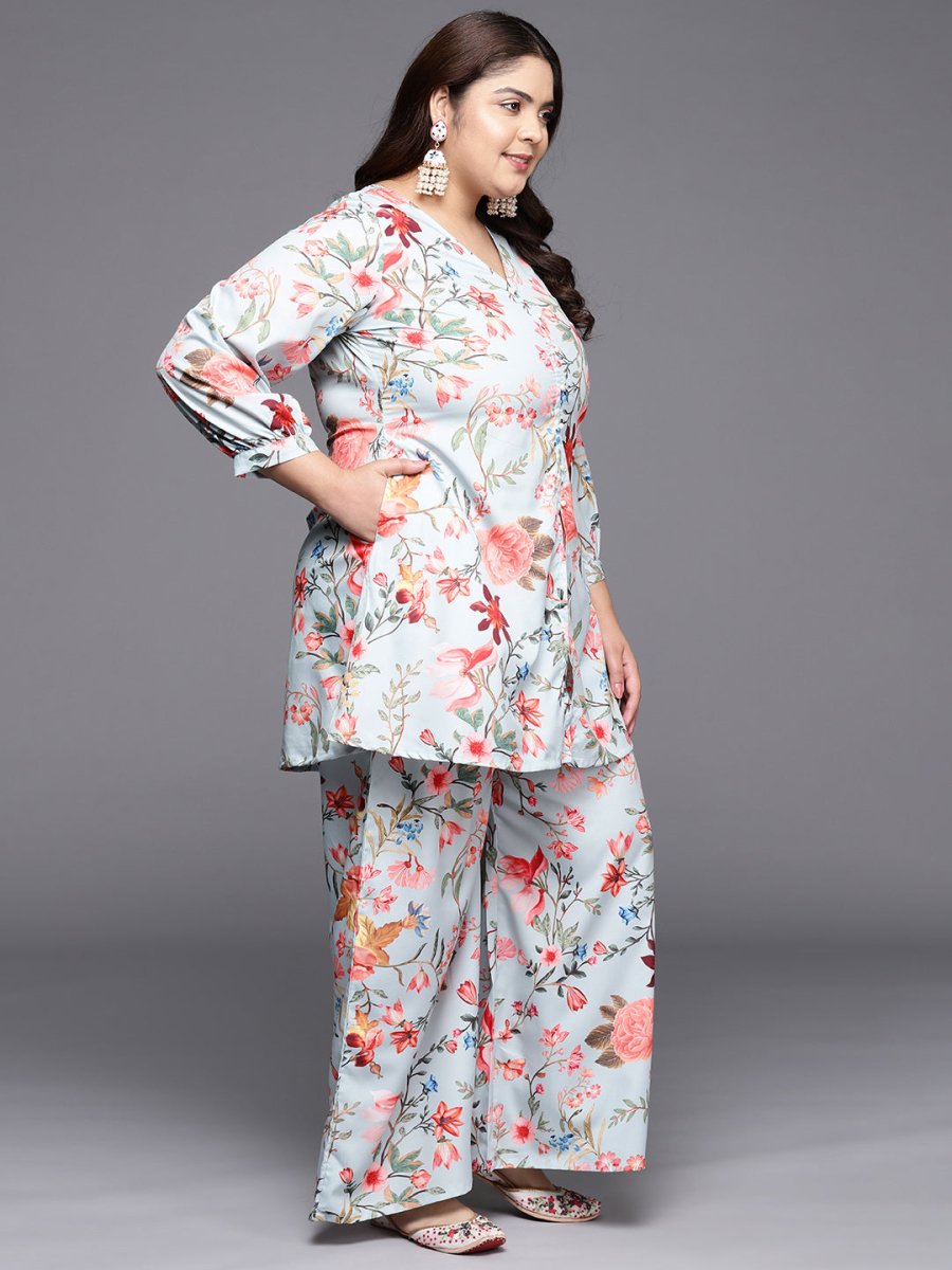 Ahalyaa Women Plus Size Printed Tunic with Palazzos | Grocsy