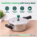 The Indus Valley Tri-ply Stainless Steel Pressure Pan, Premium Quality, 3 Layer Thick Body, Heavy Bottom, 100% Food-safe, ISI Certified, Induction & Gas, 3.5/5L | Grocsy