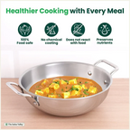 The Indus Valley TurboCuk Tri-ply Stainless Steel Kadai, Premium Quality, 3 Layer Thick Body, 100% Toxin-free, Non-stick, Induction & Gas, Free ₹110 Spatula, 1.7/2.7/3.5L | Grocsy