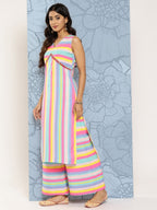 Ahalyaa Striped Empire Gotta Patti Kurta With Palazzos | Grocsy