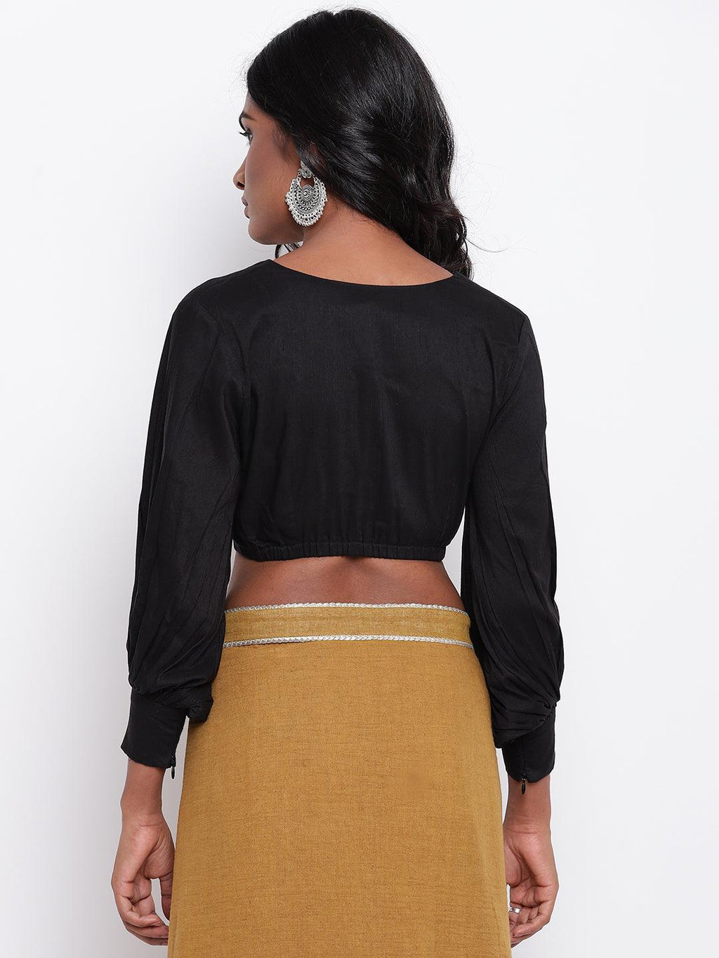 trueBrowns Black Gathered Sleeve Top | Grocsy