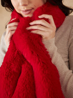 InWeave Women's Cherry Red Faux Fur Neck Warmer | Grocsy