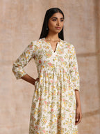 trueBrowns White Multi Color Overall Block Print Cotton Kurta Pant Set | Grocsy