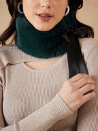 InWeave Women's Dark Teal Fur Neckpiece | Grocsy