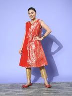 InWeave Women's Red Brocade Jacket | Grocsy