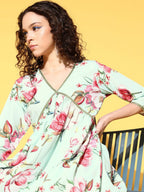 Ahalyaa Women Floral Printed Pleated Kurti with Sharara | Grocsy