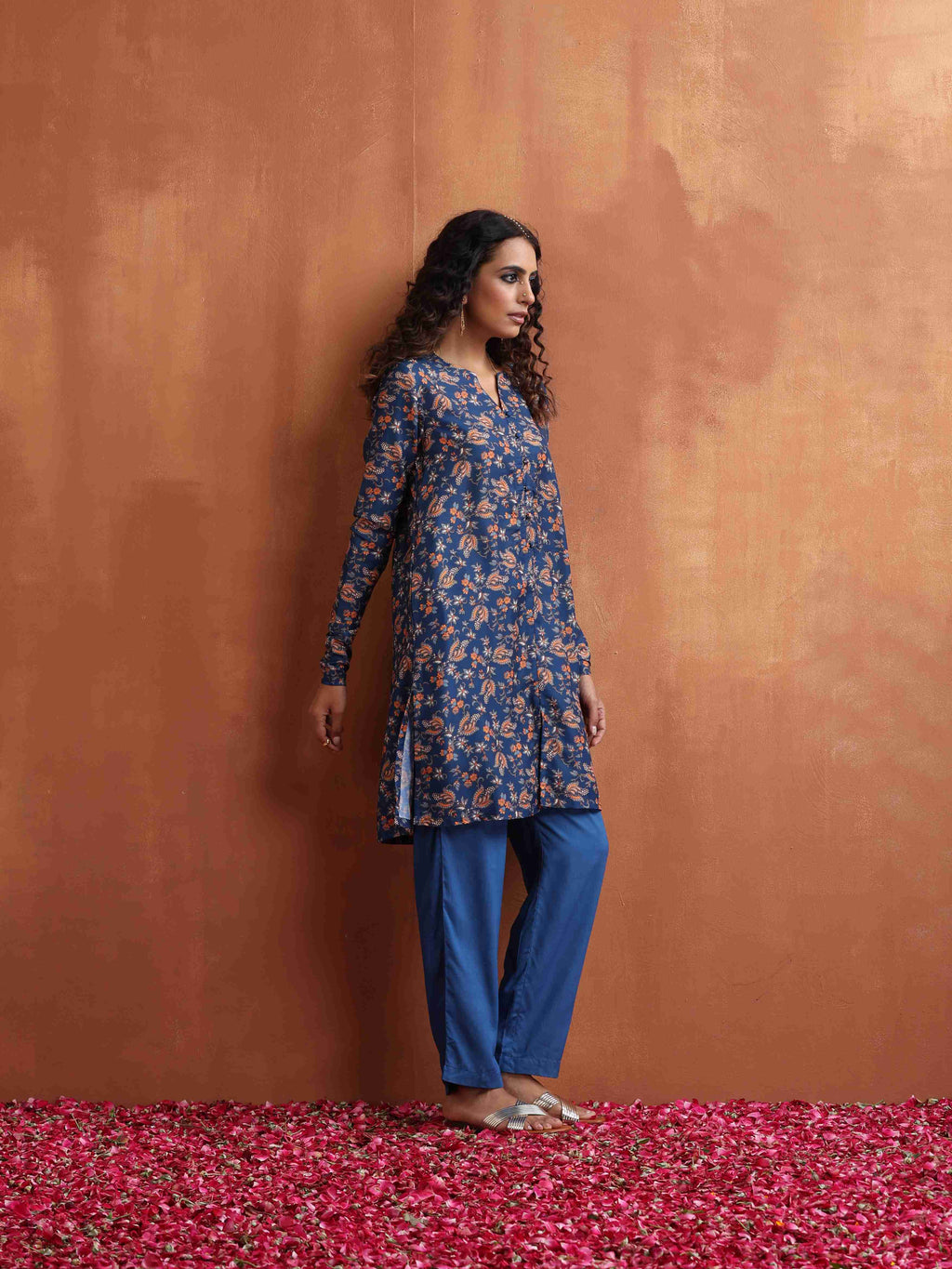 trueBrowns Blue Print Kurta Co-ord Set | Grocsy