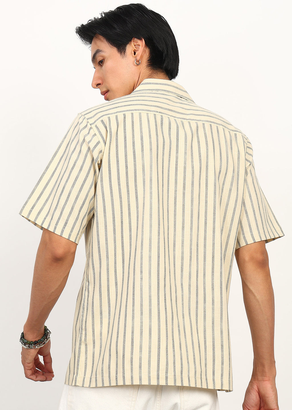 Fabmade Ivory Stripe Calm Shirt | Grocsy