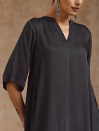 trueBrowns Grey Modal Satin High-Low Relax Kurta Set | Relove | Grocsy