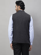 Even Apparels Men's Grey Pure Wool Nehru Jacket | Grocsy