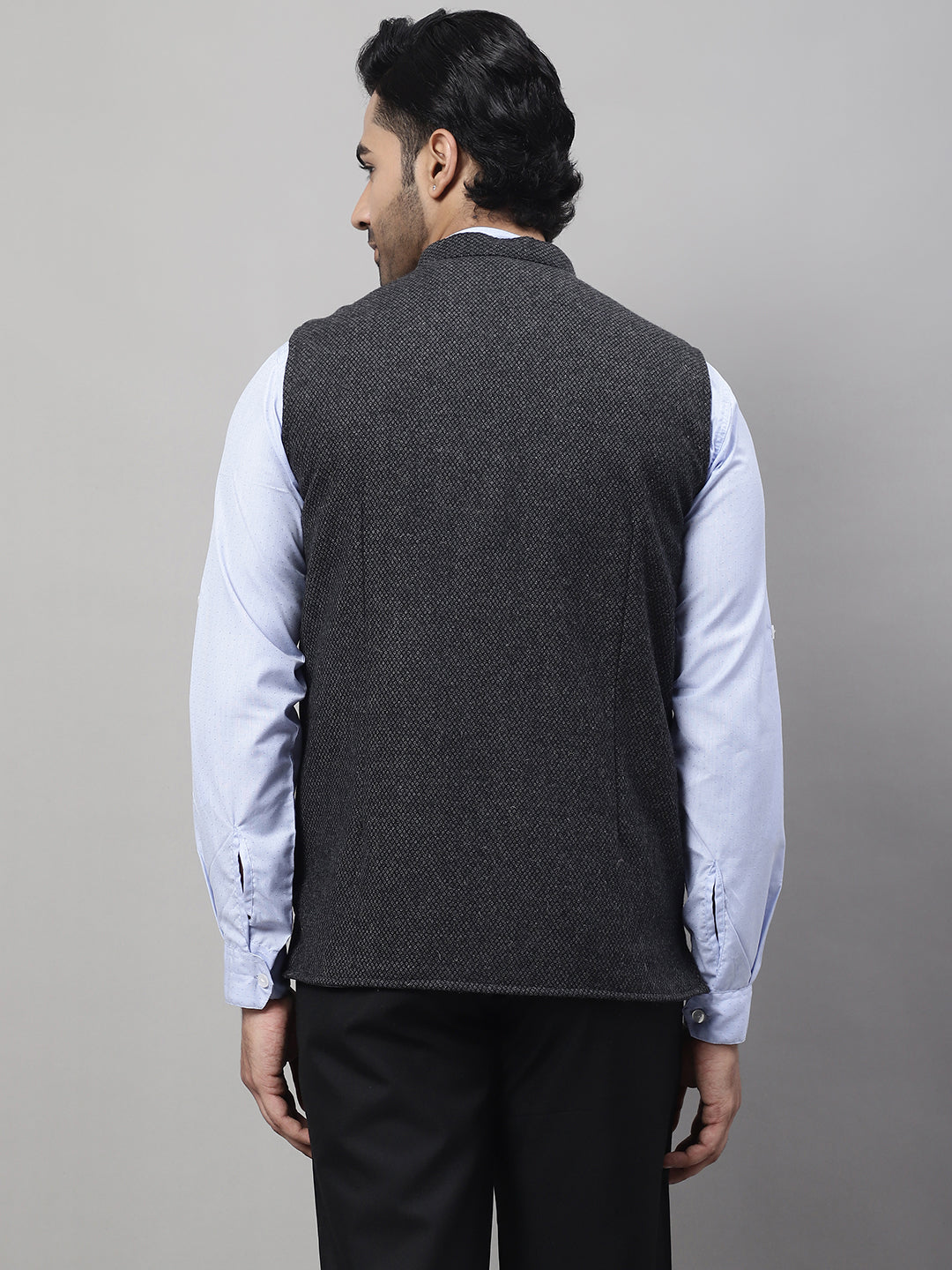 Even Apparels Men's Grey Pure Wool Nehru Jacket | Grocsy