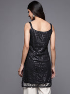Ahalyaa Square Neck Printed Embellished Crepe Tunic | Grocsy