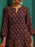 trueBrowns Black Diamond Muslin Silk Printed Relaxed Co-ord Set | Grocsy