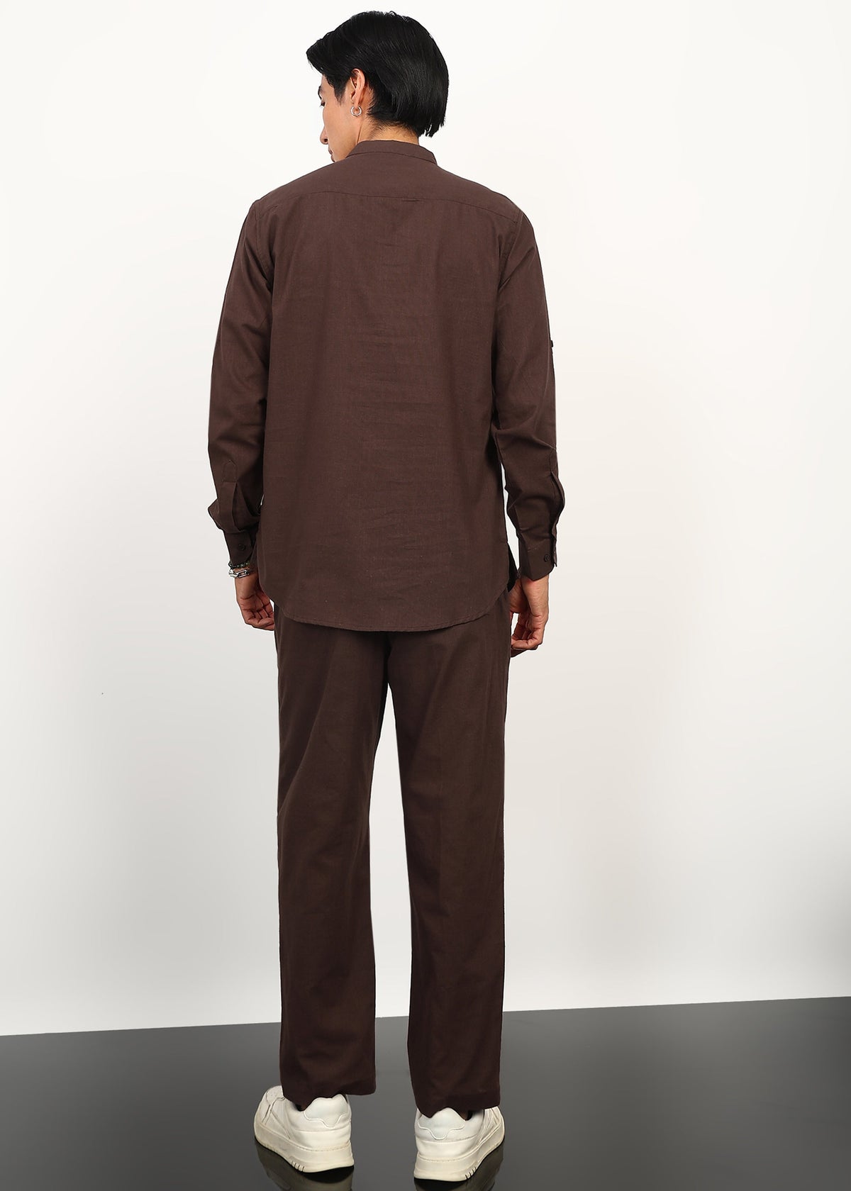 Fabmade Cocoa Drift Linen Kurta Set | Grocsy