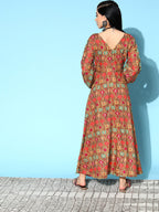 InWeave Women's Rust Edgy Print Dress | Grocsy