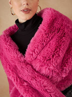 InWeave Women's Light Pink Long Faux Fur Cape | Grocsy