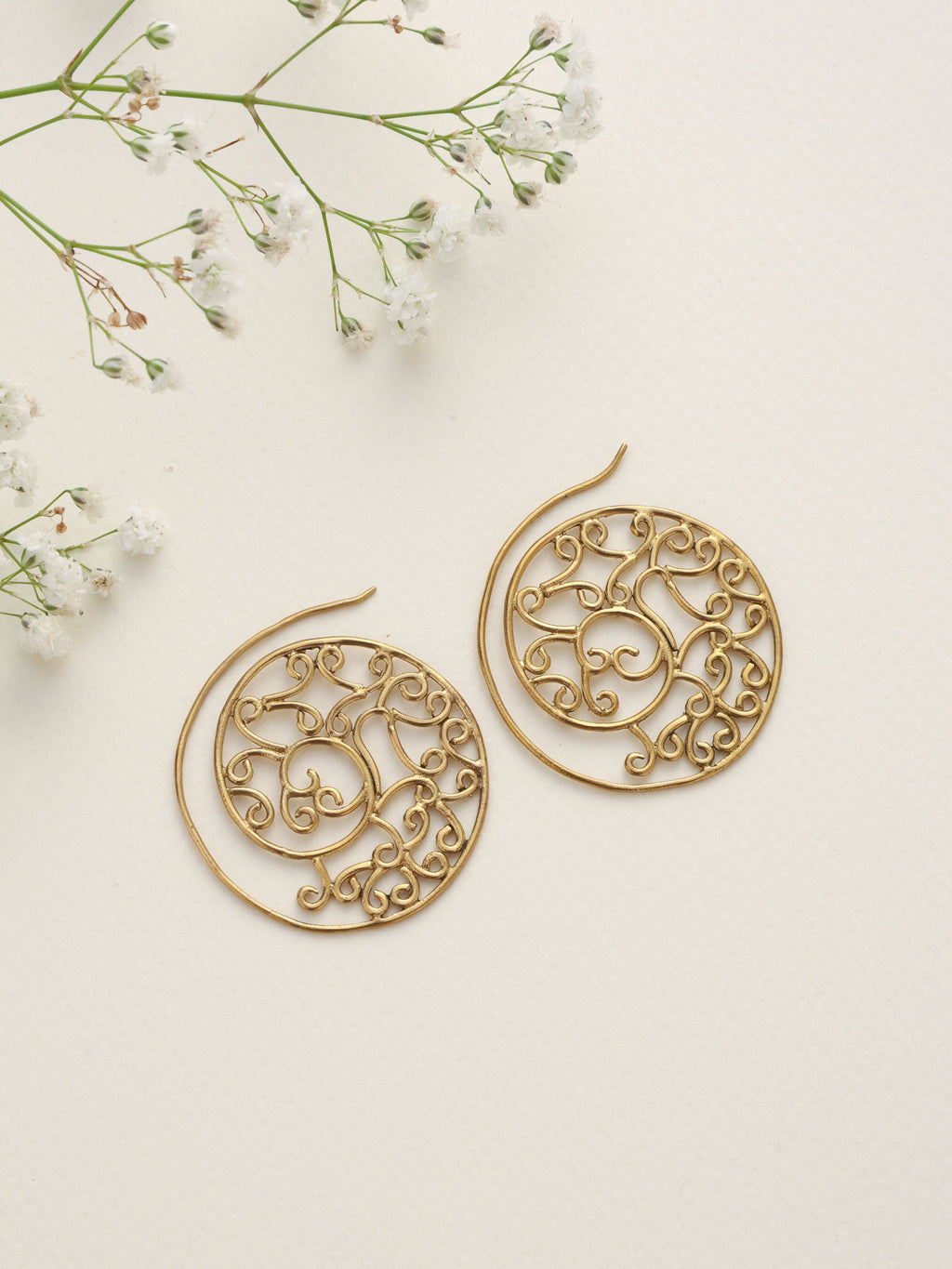 trueBrowns Brass Circular Swirl Earrings | Grocsy