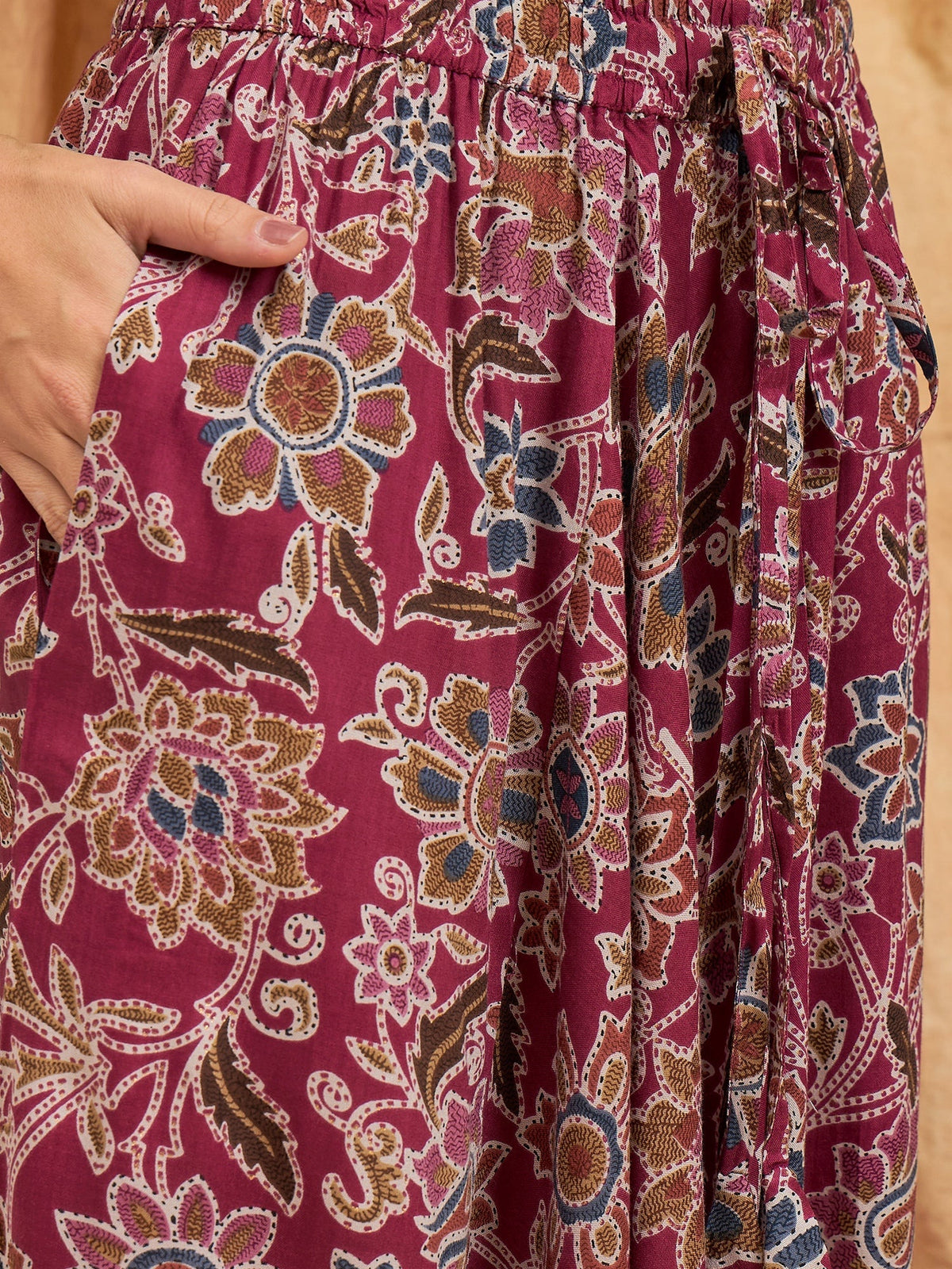 InWeave Burgundy Big Jaal Harem Pant | Grocsy