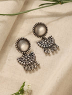 trueBrowns Silver Crescent Floral Earrings | Grocsy