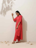 trueBrowns Coral Viscose Kurta Pant Set | Grocsy