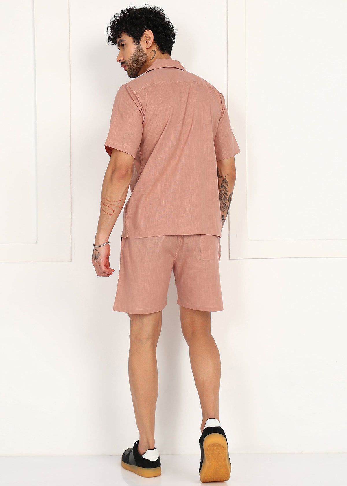 Fabmade Men’S Peach Linen Co-Ord Set | Grocsy