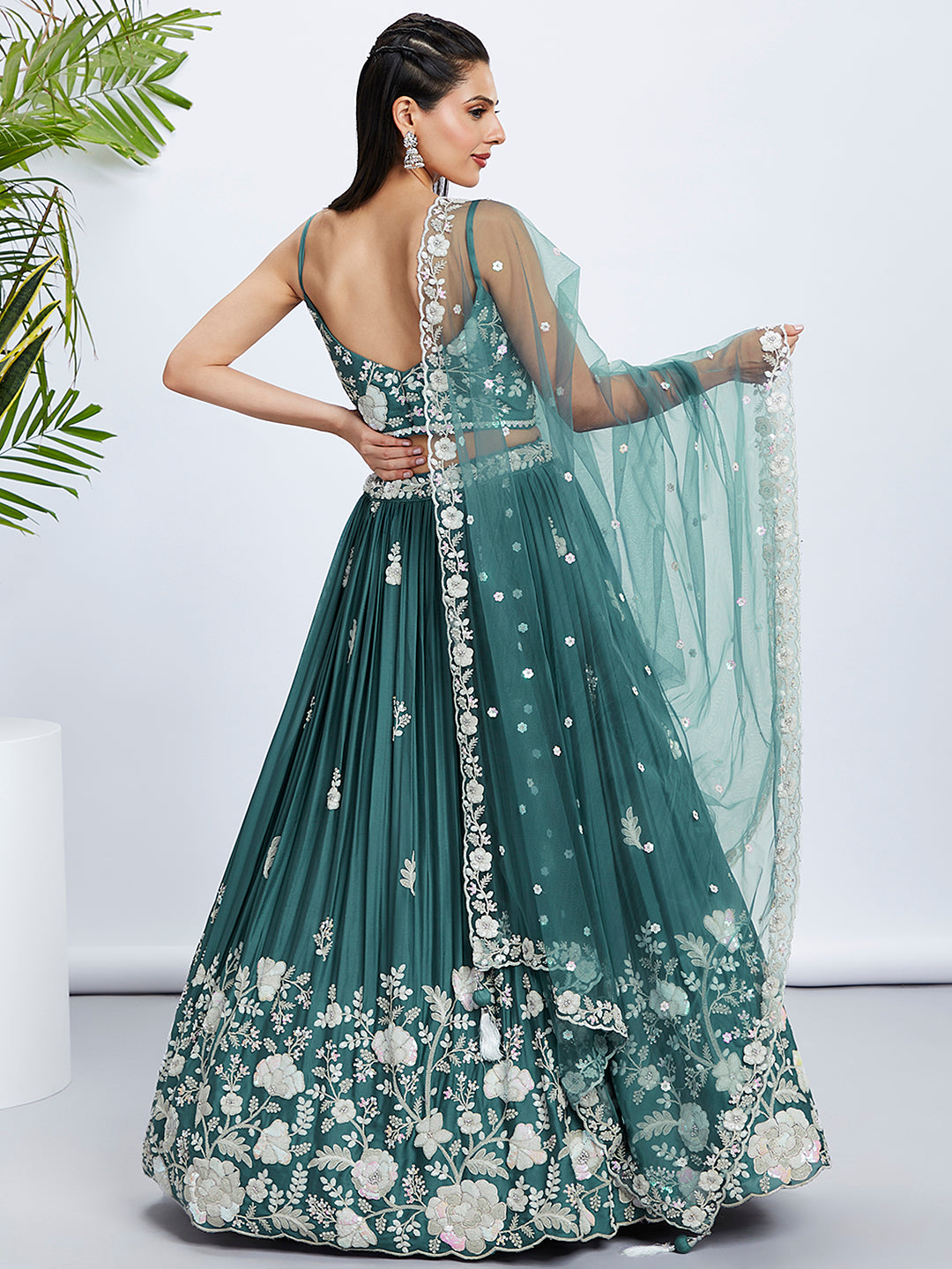 House of Panchhi Pink Pure Georgette Position Printing With Siroski Stone Work Lehenga Choli & Dupatta | Grocsy