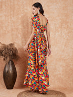 InWeave Women's Multi Color Trangle Skirt Saree | Grocsy