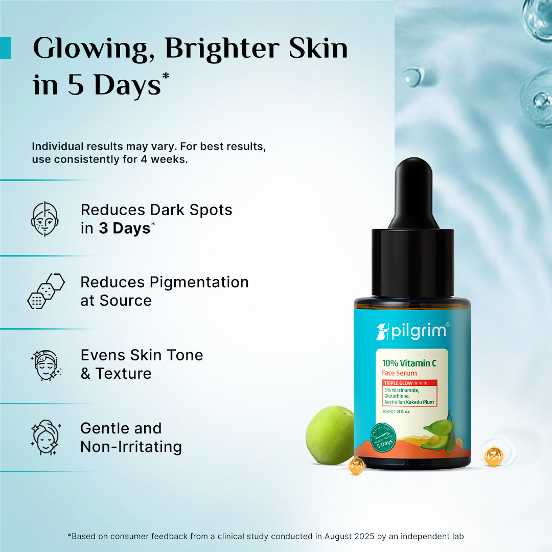 Pilgrim 10% Vitamin C Face Serum For Daily Brightness 5% Niacinamide | Grocsy