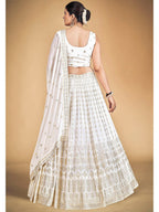 Myra White Georgette Real Georgette Lehenga Choli | Grocsy