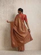 trueBrowns Brown Gold Metallic Ready To Wear Saree | Grocsy