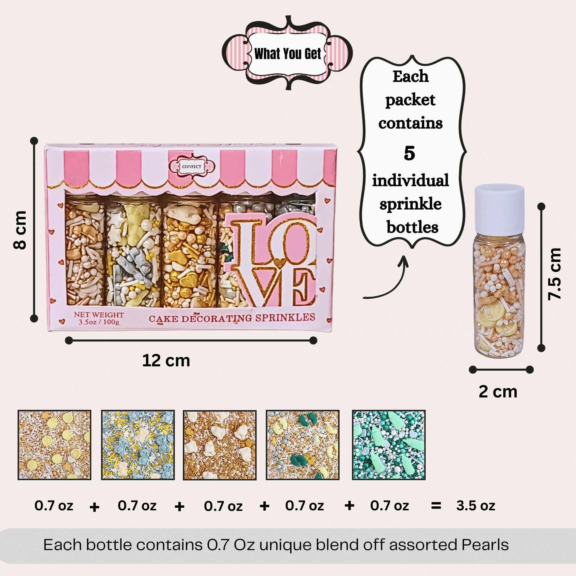 Confect Baby Shower Sprinkles | Birthday Sprinkles Pack of 5 (BABY SHOWER -06	) | Grocsy