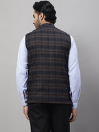 Even Apparels Men's Black Nehru Jacket With Welt Pockets | Grocsy