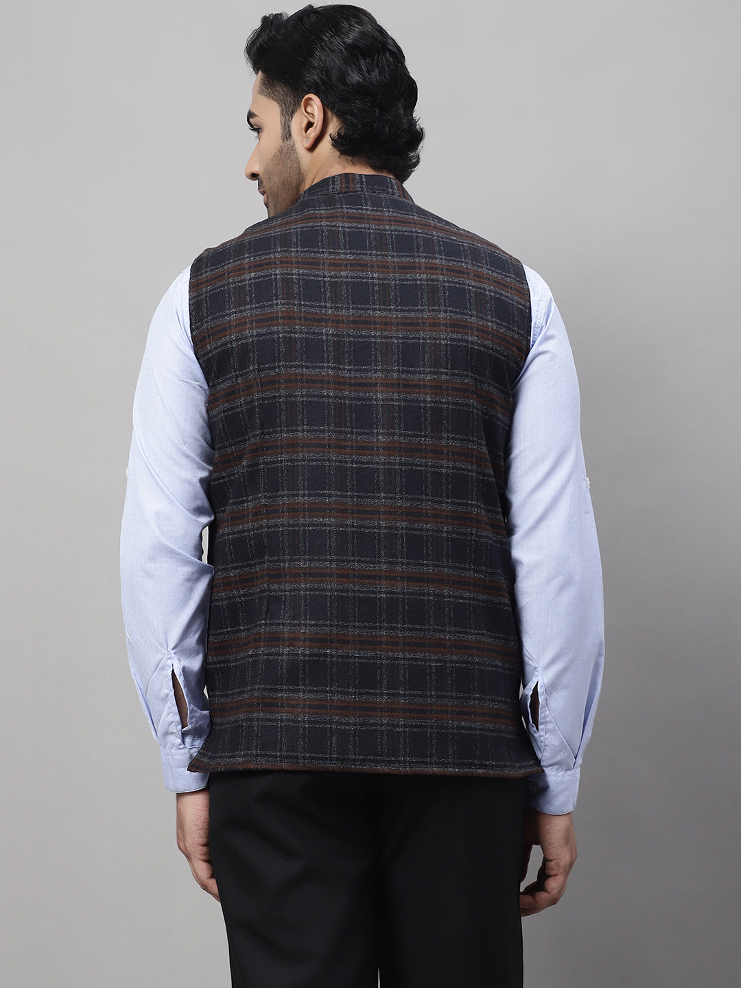 Even Apparels Men's Black Nehru Jacket With Welt Pockets | Grocsy